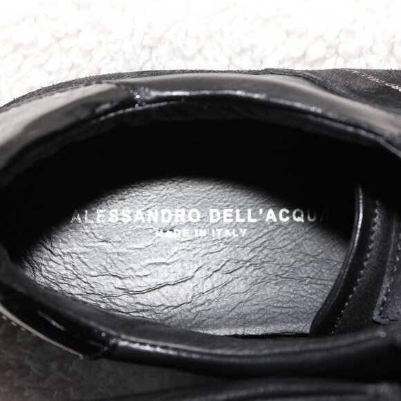 Allesandro Dell'Acqua Mens Black Leather Suede Low Trainers Shoes Size EU42 - Picture 9 of 13